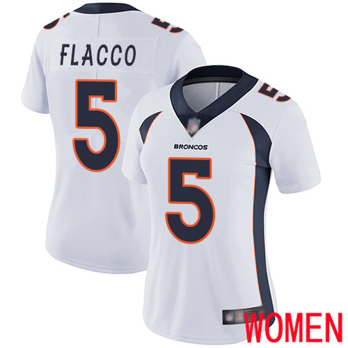Women Denver Broncos #5 Joe Flacco White Vapor Untouchable Limited Player Football NFL Jersey
